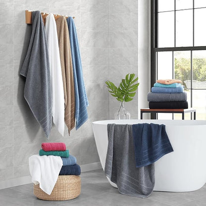 Casa Platino 100% Cotton Bathroom Towel Set - 12 Pc - Ringspun, Quickdry, Super Soft & Highly Absorbent - 4 Large Bath Towels, 4 Washcloths, 4 Hand Towel - Pre Shrunk & Fade Resistant - Peach Fuzz