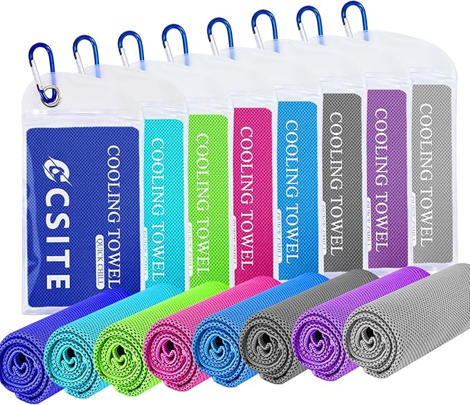 8 Pack (47"x12") Cooling Towels for Neck and Face Bulk, Ice Towel for Hot Weather, Soft Breathable Chilly Gym Towels, Microfiber Towel for Work Out, Yoga, Running, Camping & More Activities