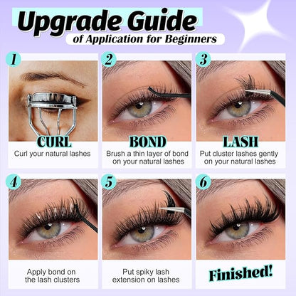 Lash Clusters Manga Eyelash Clusters Wispy Cluster Lashes with Spikes D Curl Cluster Eyelash Extensions 10-16mm Individual Lashes with 13-19mm Spikes Lashes DIY Anime Lash Extension Look by Yawamica