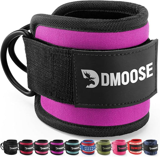 DMoose Fitness Ankle Straps for Cable Machines - One Size Fit with Premium Padding, Glute Kickback Ankle Strap for Women & Men, Cable Attachments for Gym, Booty Workouts, Leg Extension & Hip Abductors