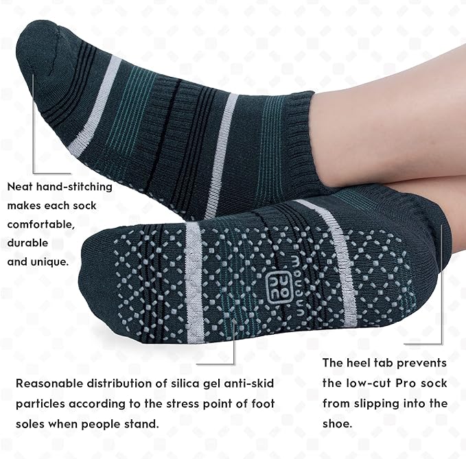unenow Unisex Non Slip Grip Socks with Cushion for Yoga Pilates Barre Home & Hospital