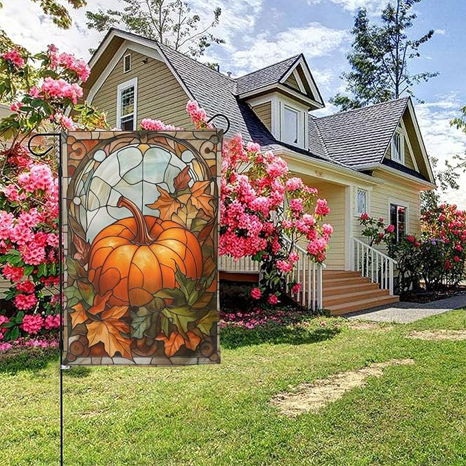Pumpkin Fall Garden Flag 12x18 In Double Sided Yard Flags Lawn Sign Decor No Flagstand