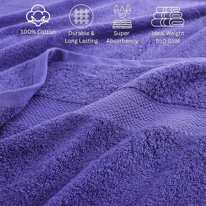 LANE LINEN 100% Cotton Bathroom Towels Set - 24 Pcs - Absorbent, Ideal for Guest, Spa & Daily Use - 2 Bath Sheets, 4 Bath, 6 Hand Towels, 8 Washcloth, 4 Fingertip - Ideal for Boys & Dorm - Blue Irish