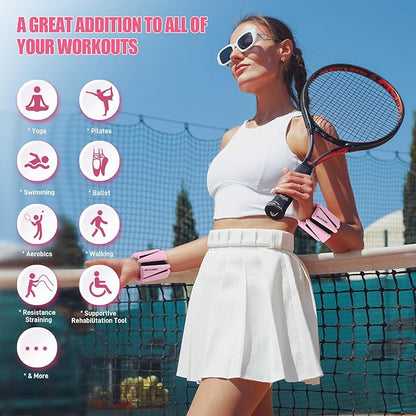 Ankle Weights Set of 2 (1 lb/2 lb/3 lb Each) Adjustable Wrist Weights for Women Men Wearable Arm Leg Weight for Pilates, Running, Walking, Workout, Yoga