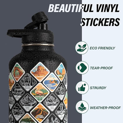 Insulated Water Bottle | Thickened Stainless Steel Vacuum Metal | Portable Sports Half Gallon Large Water Jug for Gym and Hiking with Straw, Carrier Bag, Handle Strap | BPA-Free 64 oz