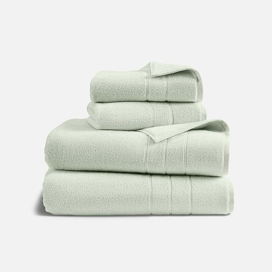 Brooklinen Super-Plush Turkish Cotton Bath Sheets Set - 2 Bath Sheets + 2 Hand Towels Cotton, 820 GSM, Highly Absorbent, Machine Washable, Perfect for Home & Bathroom (Aloe Green)