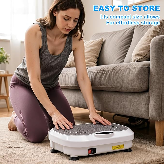 Vibration Plate Exercise Machine for Lymphatic Drainage, Whole Body Fitness Workout Equipment Stand Shake Board Sport Gym for Weight Loss Fat Burner for Women Men
