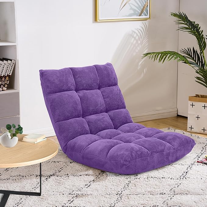 GORELAX Memory Foam Floor Chair, 14-Poistion Adjustable Reading Gaming Chair Recliner, Folding Cushioned Meditation Chair with Back Support, Padded Lazy Sofa for Adults, Kids