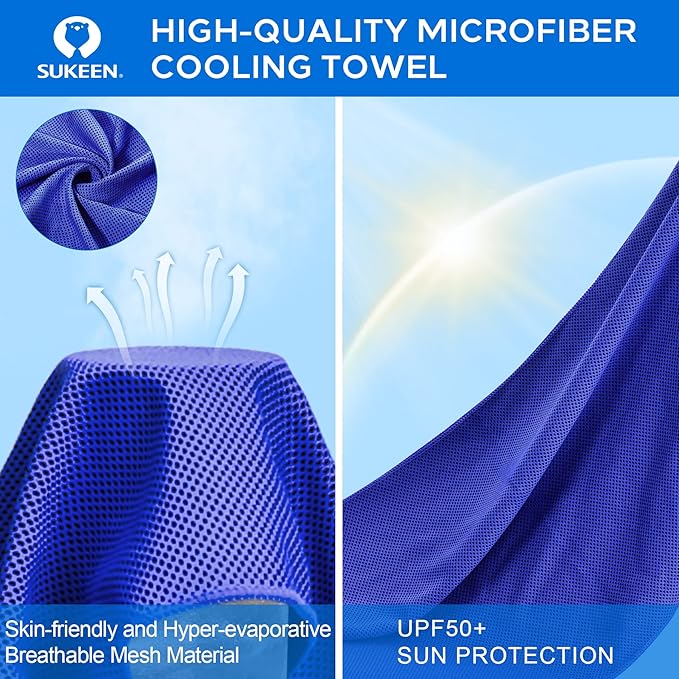 Sukeen [4 Pack] Cooling Towel (40"x12"), Ice Microfiber Chilly Towel for Yoga, Sport, Running, Gym, Workout, Camping, Fitness & More Activities