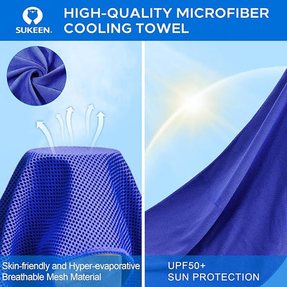 Sukeen [4 Pack] Cooling Towel (40"x12"), Ice Microfiber Chilly Towel for Yoga, Sport, Running, Gym, Workout, Camping, Fitness & More Activities