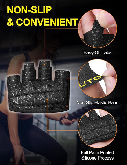 KUTOOK Weight Lifting Workout Gloves for Men/Women, 3mm XRD Padding Grip Gym Gloves, Breathable Partial Gloves for Calluses, Weightlifting Gloves for Exercise, Kettlebell, Pull-Ups, Cross Training