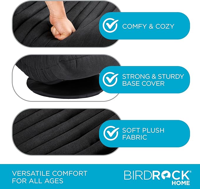 BIRDROCK HOME Swivel Floor Chair - 360 Adjustable Memory Foam Lounge Seat - Gaming - Comfortable Back Support - Cushion Dorm Rocker - Comfy for Reading Game Meditating - Fully Assembled (Charcoal)