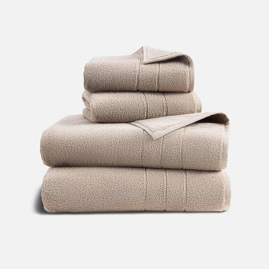 Brooklinen Super-Plush Turkish Cotton Bath Sheets Set - 2 Bath Sheets + 2 Hand Towels Cotton, 820 GSM, Highly Absorbent, Machine Washable, Perfect for Home & Bathroom (Driftwood)