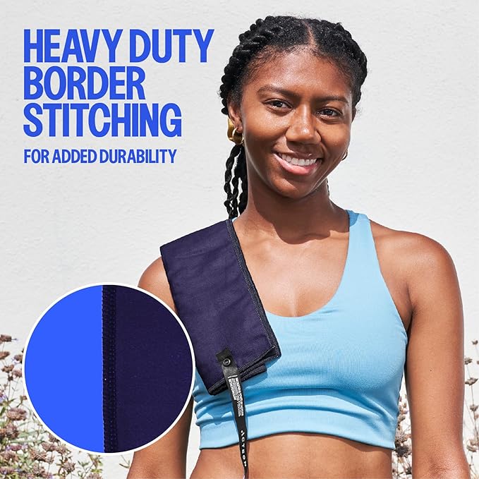 Acteon Microfiber Gym Towels 5 Pack, Quick Dry Silver ION Odor-Free Mega Absorbent Sweat Towels for Men & Women, Workout, Yoga, Running, Beach, Travel – 16x30.5 Inch (Midnight Blue)