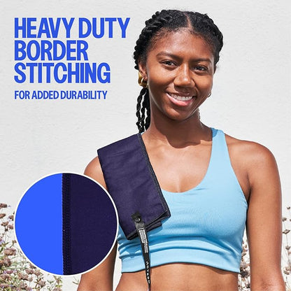 Acteon Microfiber Gym Towels 5 Pack, Quick Dry Silver ION Odor-Free Mega Absorbent Sweat Towels for Men & Women, Workout, Yoga, Running, Beach, Travel – 16x30.5 Inch (Midnight Blue)