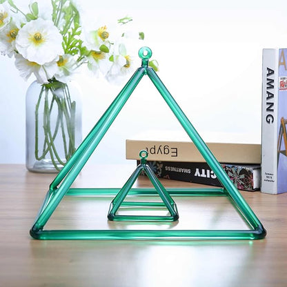 TOPFUND 10" Green Crystal Singing Pyramid Sound Therapy Instrument with Carrying Case and Quartz Suede Mallet