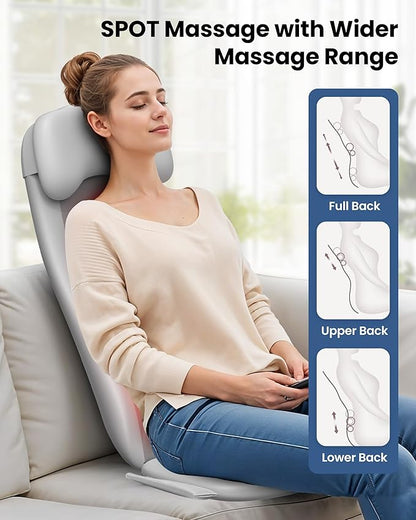COMFIER Back Massager with Heat,2D/3D Shiatu Massage Seat Cushion,2 Auto Massage Modes,Full Back Massager with Vibration,Deep Tissue Kneading Chair Pad for Lower Waist,Gift for Men,Women