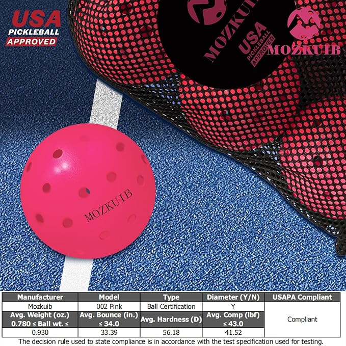 Pickleball Balls - USAPA Approved, 40 Holes Competition Pickle Balls for Tournament Play - High Visibility, Durable, Ideal for All Skill Levels