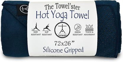 Tatago Hot Yoga Towel Non Slip Grip in 2 Sizes. Premium Yoga Towels for Hot Yoga Non Slip, Hot Pilates Mat Towel or Yoga Mat Towel Thicker, Softer, More Absorbant & Durable!