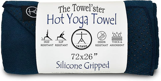 Tatago Hot Yoga Towel Non Slip Grip in 2 Sizes. Premium Yoga Towels for Hot Yoga Non Slip, Hot Pilates Mat Towel or Yoga Mat Towel Thicker, Softer, More Absorbant & Durable!
