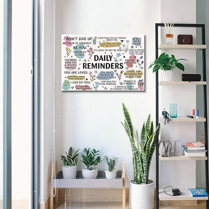 JMGHKL Daily Reminders Inspirational Canvas Wall Art Trendy Motivational Positive Affirmations Posters Uplifting Mental Health Wall Decor For Home Office Classroom 16x24in Unframed