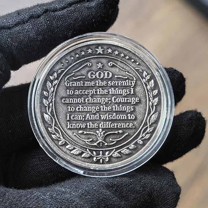 Serenity Prayer Sobriety Chip - A Symbol of Inner Peace and Strength - AA Medallion Recovery Gift with Coin Capsule