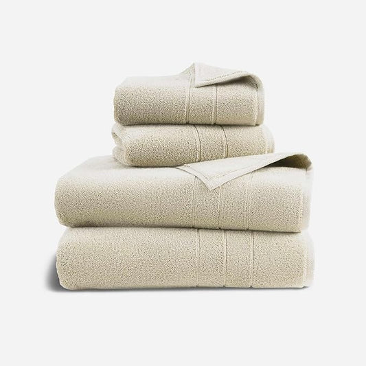 Brooklinen Super-Plush Turkish Cotton Bath Sheets Set - 2 Bath Sheets + 2 Hand Towels Cotton, 820 GSM, Highly Absorbent, Machine Washable, Perfect for Home & Bathroom (Stone Beige)