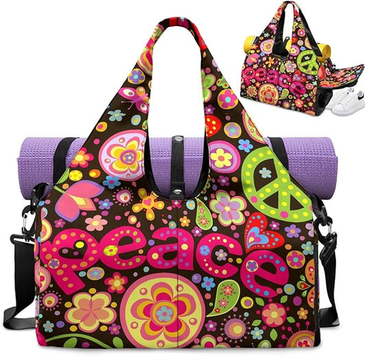 Yoga Mat Bag for Women Men Large Carryall Tote with Adjustable Shoulder Strap for Gym Yoga Travel Pilates Office