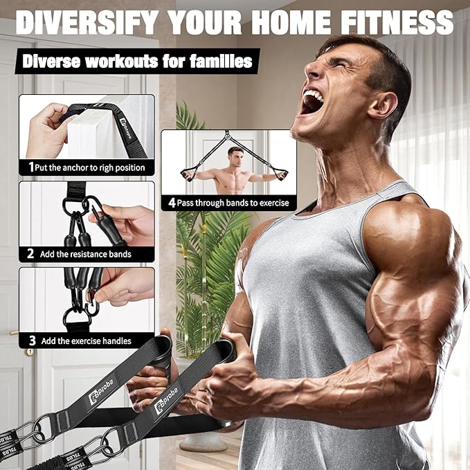 Pull Up Assistance Bands,Up to 300 lbs Assistance,Adjustable Heavy Duty 4 Pull Up Bands with Handle and Door Anchor for Home Gym Fitness Exercise Strength Training Workout Equipment