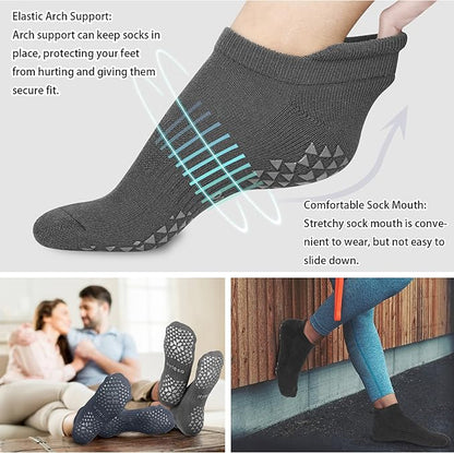 Hylaea Unisex Non Slip Socks with Grip for Yoga, Hospital, Pilates, Barre | Ankle, Cushioned