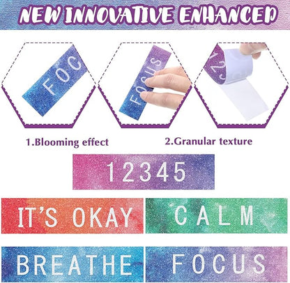 Crtiin 50 Pieces Anxiety Sensory Stickers for Anxiety Relief Items Mental Health Stickers Fidget Textured Strips for Office Classroom Desk Relieve Adult Stress(Tie Dye)