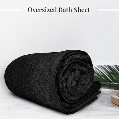 Tens Towels Pack of 1 Jumbo Bath Sheet 40 x 80 Inches, Extra Large & Light Weight, Quicker to Dry, 100% Cotton, Super Soft & Absorbent, Perfect to Wrap Yourself in, Black
