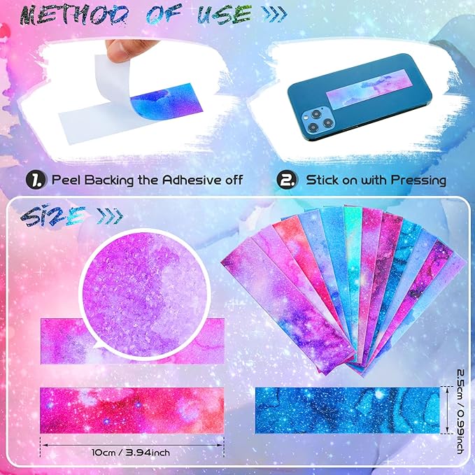 36 Pcs Anxiety Sensory Stickers Mental Health Stickers Fidget Textured Strips Toys Adhesive Tactile Calm Relief Items for Adults Desk School Counselor Classroom(Ink and Starry Sky)