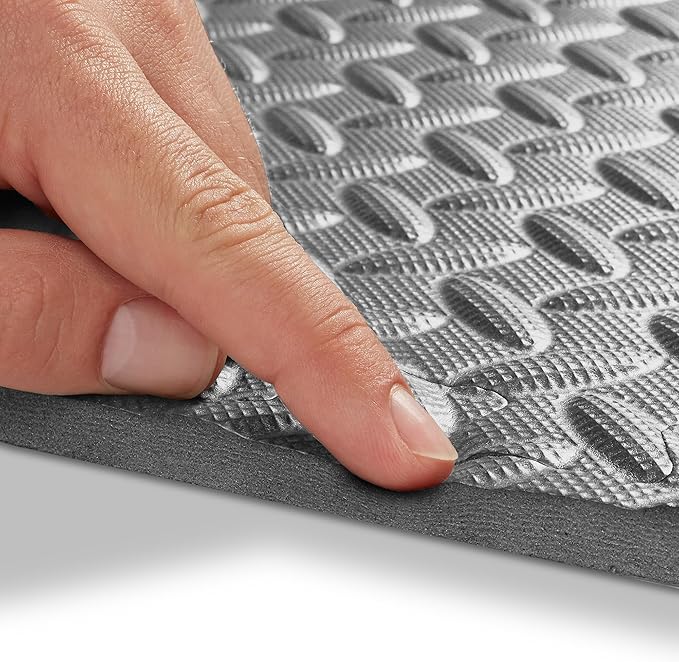 Philosophy Gym Pack of 36 Exercise Flooring Mats - 12 x 12 Inch Foam Rubber Interlocking Puzzle Floor Tiles - Gray