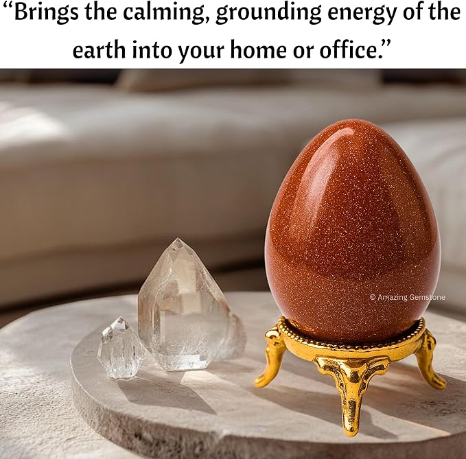 Amazing Gemstone Red Goldstone Crystal Yoni Egg, 2 Inches - Premium Crystals and Healing Stones Yoni Egg for Pelvic Floor Health, Natural Healing Crystal Eggs for Meditation and Stress Relief