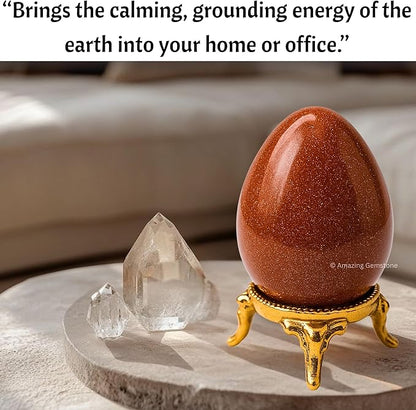 Amazing Gemstone Red Goldstone Crystal Yoni Egg, 2 Inches - Premium Crystals and Healing Stones Yoni Egg for Pelvic Floor Health, Natural Healing Crystal Eggs for Meditation and Stress Relief
