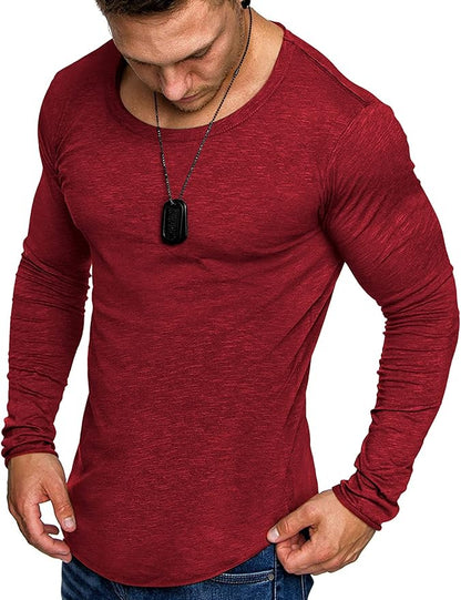 COOFANDY Men 2 Pack Muscle Fitted T Shirt Gym Workout Athletic Long Sleeves Tee