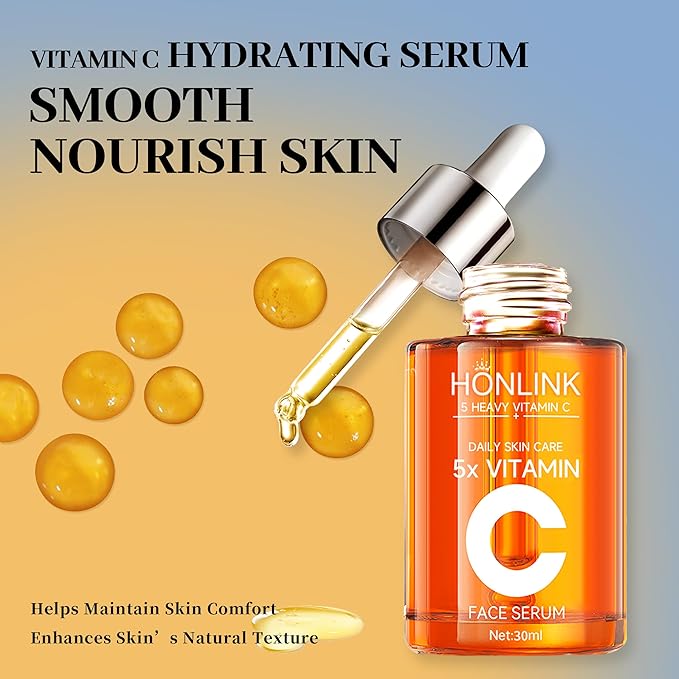 Premium 5X Vitamin C Korea Serum for Face 30ML,Hydrating Faical Essence,Hyaluronic Acid, Centella For Dull Facial Skin,Uneven Tone,Fine Lines,Pores (1 Serum)