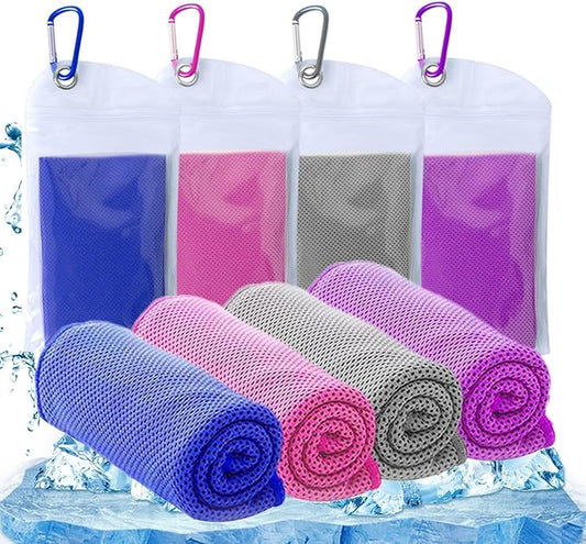 4 Packs Cooling Towels for Neck and Face(40"x 12"), Cold Towels for Hot Weather, Face Towel, Lightweight Soft Breathable Towels for Yoga, Sport, Workout, Running, Gym, Camping, Fitness