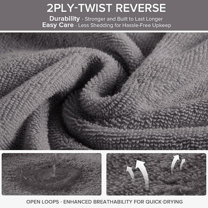 Comfort Spaces Extra Large Bath Towel Set of 4 Piece 30x60 Bath Sheet Set Shower Towel Beach Towel 100% Cotton Bathroom Towel Set Quick Dry Oversized Highly Absorbent Soft 400GSM Dark Grey Dual Layer