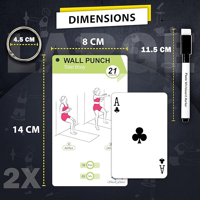 Wall Pilates Workouts For Women - 58 Exercise Cards with Wall Pilates Workout Postures, Instructions & Breathing Tips | Free Ring & Dry-Erase Marker to Create a Customize pilates at home Exercise Chart