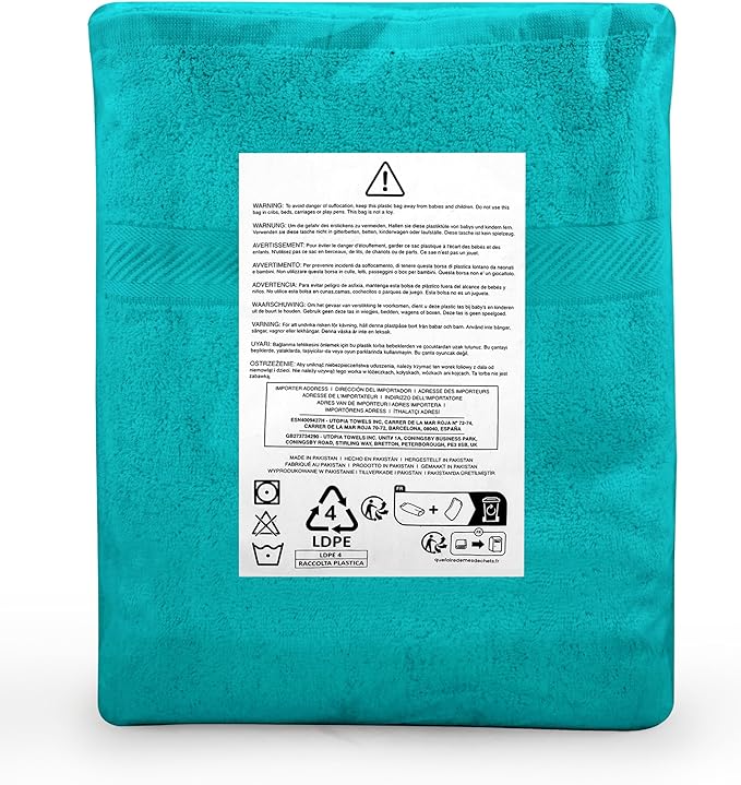 Utopia Towels 6 Pack Medium Bath Towel Set, 24 by 48 Inches, 500 GSM 100% Ring Spun Cotton, Lightweight and Highly Absorbent Quick Drying Premium Towels for Hotel, Spa and Bathroom, Turquoise