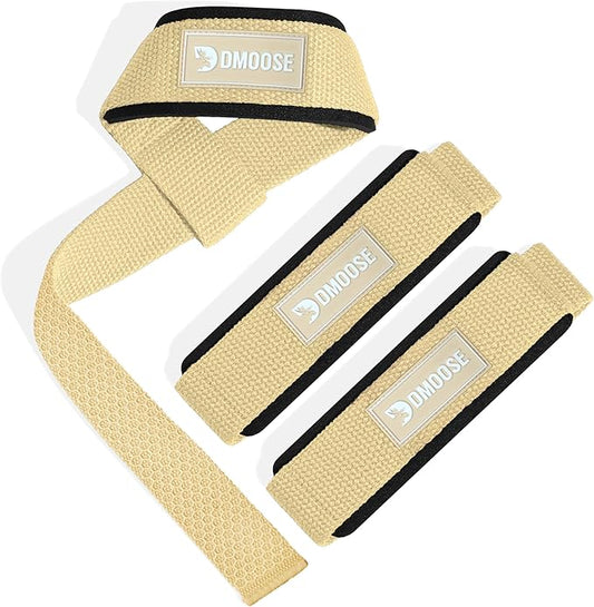DMoose Fitness Lifting Straps 24" (Pair) - 5mm Padded Durable Wrist Straps for Weightlifting & Powerlifting - Cotton Lifting Strap with Silicone Grip for Men & Women - Deadlift Strap for Gym Workout