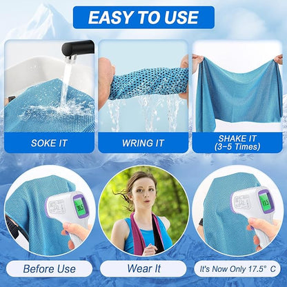Cooling Towel (36"x12") for Sweat 4pcs Sweat Towels Cooling Towels for Neck and Face Soft Breathable Chilly Sports Towel for Yoga,Gym,Golf,Camping,Running,Fitness,Workout…