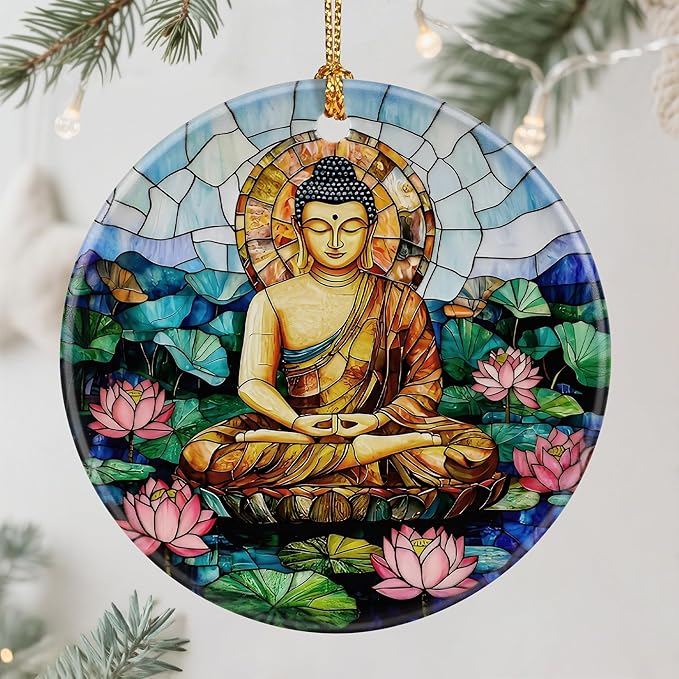 Buddha Meditation Ornament – Christmas Ornament, Christmas Tree Decoration & Perfect Holiday Decor, Namaste Decor | Gifts for Yoga, Meditation, and Mindfulness Practitioners