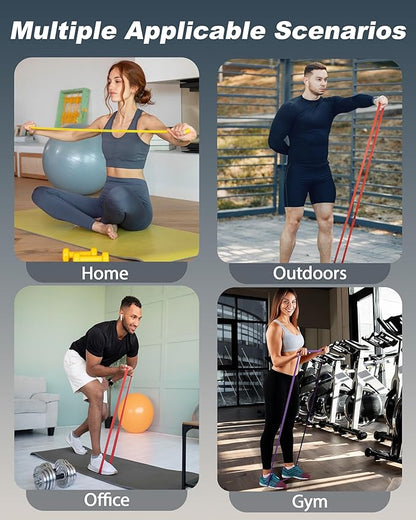 Resistance Bands Set 5 PCS Heavy Duty Stretch Exercise Bands Pull Up Bands Set Resistance Bands with Storage Bag Exercise Bands for Working Out, Muscle Training