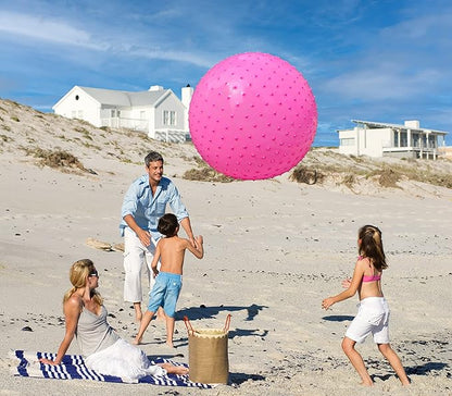 Large Sensory Massage Ball for Kids, 2 Pack 33.5" 85cm Pink Bouncy Exercise Balls for Toddlers, Big Inflatable Toys with Tactile Spikes, Outdoor Giant Yoga Balls, Large Beach Ball