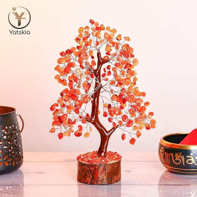 YATSKIA Carnelian Crystal Tree of Life - Bonsai Tree - Feng Shui Home Decor - Crystal Stones - Home Office Decor - Crystals Gifts for Women