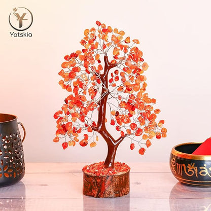 YATSKIA Carnelian Crystal Tree of Life - Bonsai Tree - Feng Shui Home Decor - Crystal Stones - Home Office Decor - Crystals Gifts for Women