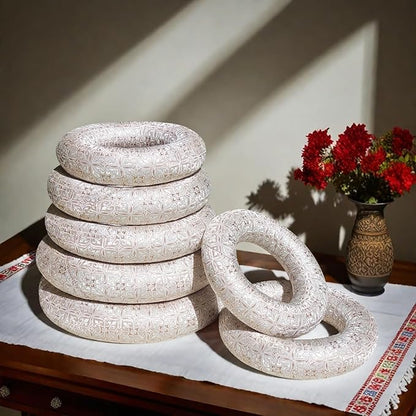 7 Pcs Singing Bowl Cushion Set for 6-12" Tibetan Singing Bowls, Handmade Silk Brocade Round Cushion Pillow for Meditation Sound Healing and Crystal Sound Bowls Accessories(Silver)